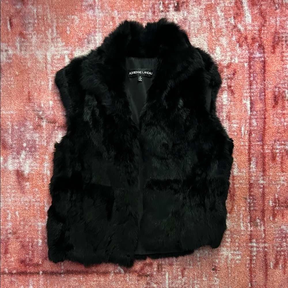 Adrienne Landau Black Fur Vest